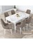 Concept Kar Serisi Açılabilir 80 x 132 cm Mdf Mutfak Masa Takımı Beyaz Mermer Desen Masa 6 Sandalye 1