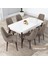 Concept Kar Serisi 80 x 132 cm Açılabilir Mdf Mutfak Masa Takımı Beyaz Masa Ceviz Masa 6 Sandalye 1