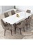 Concept Kar Serisi 80 x 132 cm Açılabilir Mdf Mutfak Masa Takımı Beyaz Masa Ceviz Masa 6 Sandalye 2