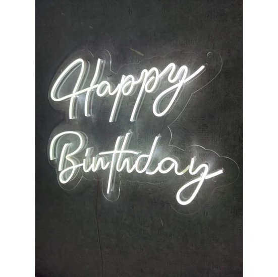 Dekoraven Happy Birthday Doğum Günü Neon Yazı Tabela Dekoratif Işık Organizasyon Arka Plan Aydınlatma Neon