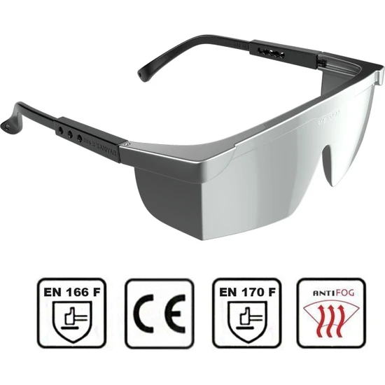 Badem10 S400 Iş Güvenlik Gözlüğü Antifog Buğulanmaz Kulak Ayarlı Koruyucu Gözlük Gümüş