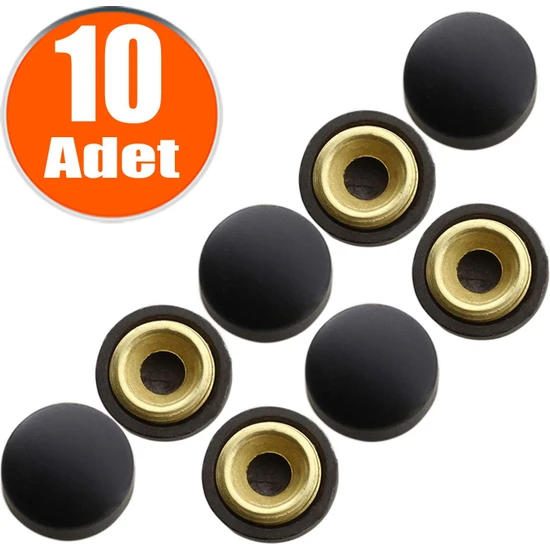 Badem10 Dekoratif Vida Kapağı Kapatıcı 15 mm Mat Siyah Vida Tapası Tıpası (10 Adet)