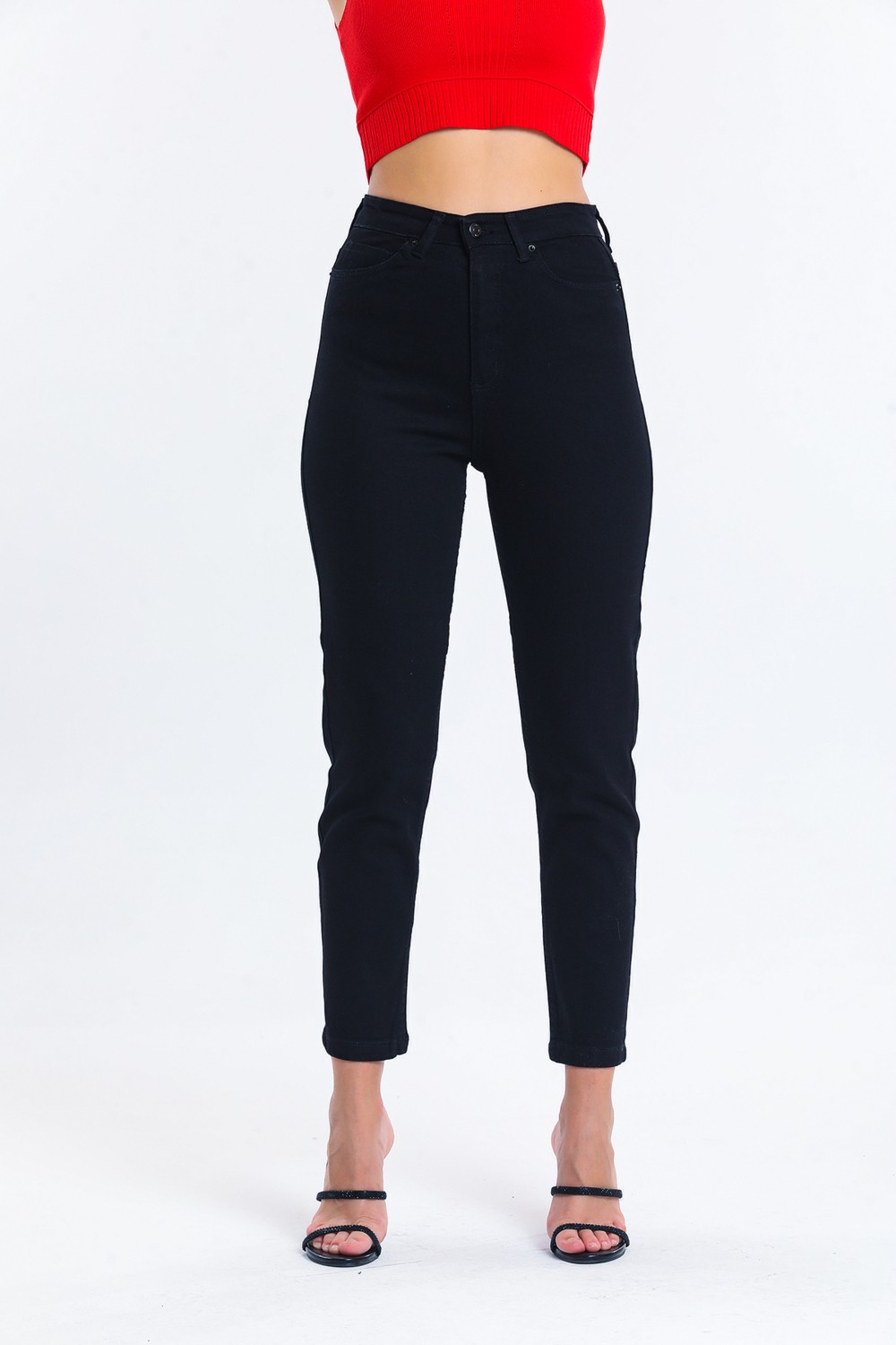 Shevega Siyah Mom Jean Likralı Kot Pantolon görsel 2