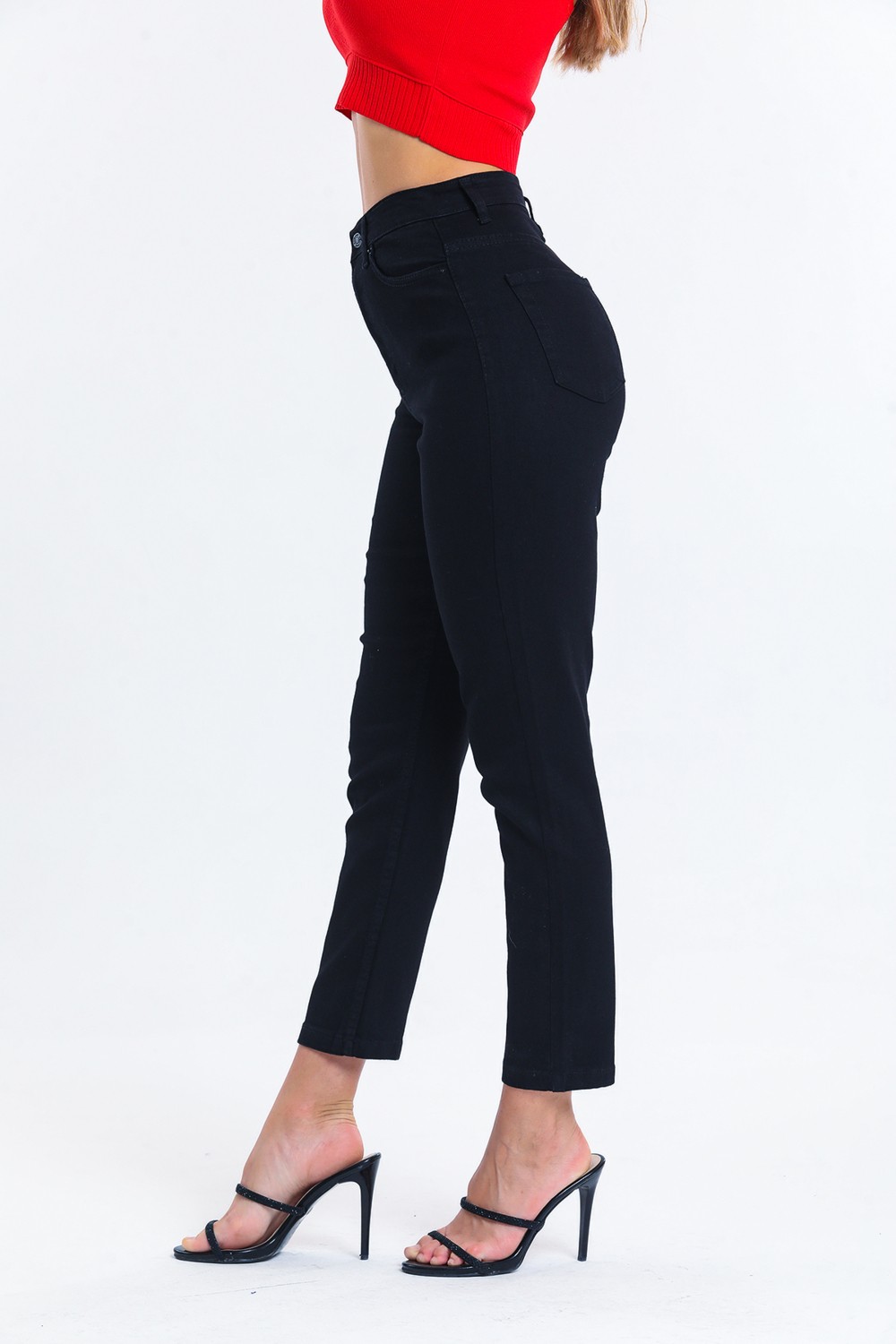 Shevega Siyah Mom Jean Likralı Kot Pantolon görsel 3