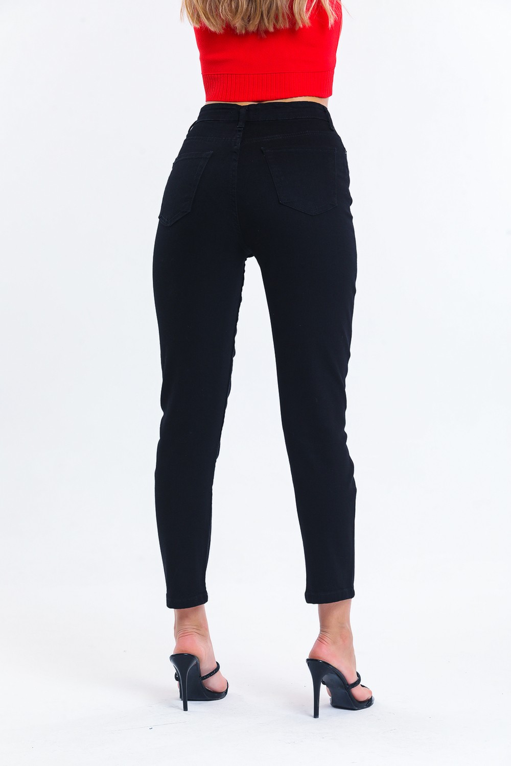 Shevega Siyah Mom Jean Likralı Kot Pantolon görsel 4