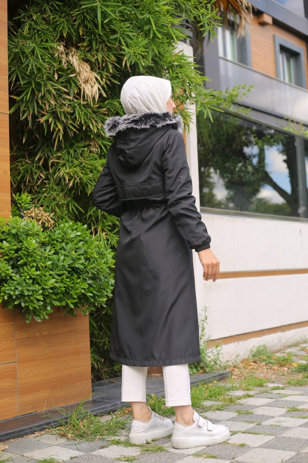 Vibeys Collection Bej Içi Kürklü ve Su Geçirmez Kadın Kışlık Mont & Kaban görsel 5