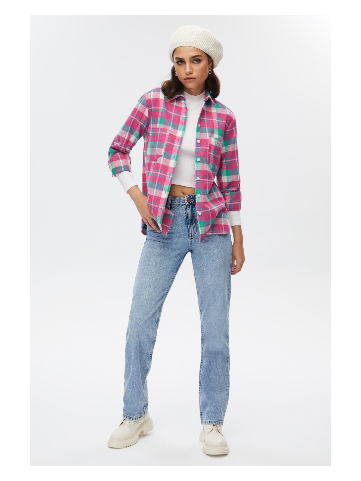 Stella Pulvis Çift Cepli Ekose Kadın Gömlek