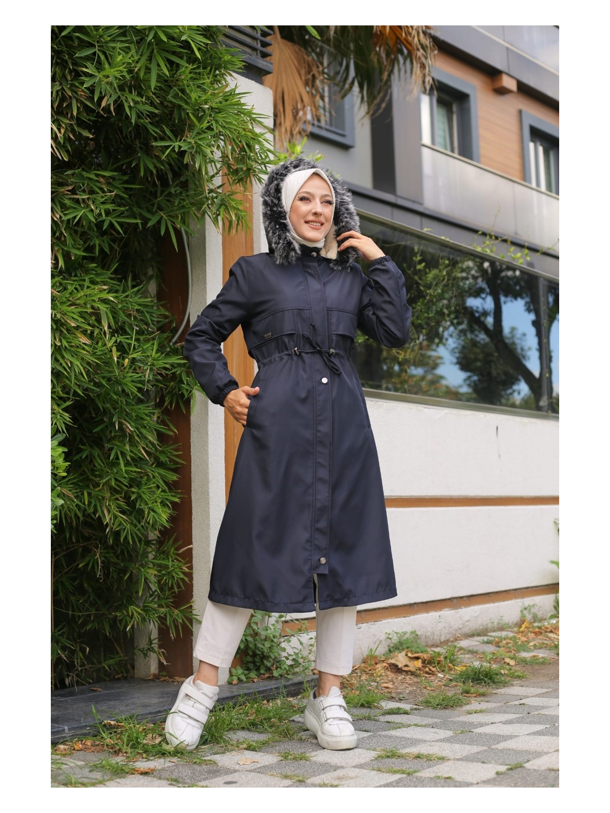 Vibeys Collection Haki Içi Kürklü ve Su Geçirmez Kadın Kışlık Mont & Kaban - Görsel 5