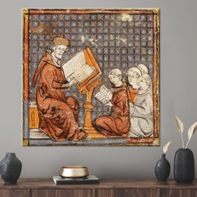 Kayra Export 1 Parça Kanvas Tablo, Orta Çağ'da Eğitim, Orta Çağ'da Okul Kanvas Baskı, Üreme Duvar Süsü,