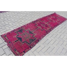 Kayra Export Türk Halısı Eskitme Halı Halı 89X327 Cm Mavi Halı Ofice Merdiven Halı Organik Merdiven Halı  6