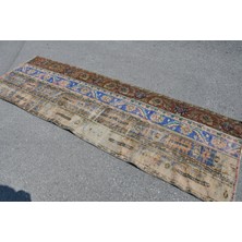 Kayra Export Türk Halısı Eskitme Halı Halı 89X271 Cm Kahverengi Halı Bahçe Merdiven Halı  5103