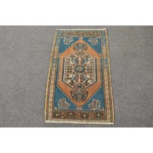 Kayra Export Türk Halısı Eskitme Halı Halı 53X92 Cm Mavi Halı Dekoratif Küçük Halı Anadolusı Giriş Halı  10