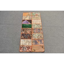 Kayra Export Eskitme Halı Türk Halısı Halı 55X119 Cm Mavi Halı Bahçe Küçük Halı  Kapı Paspası Halı  10750