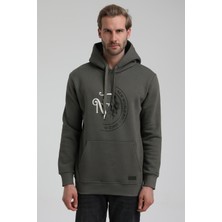 New World Polo Kapüşonlu Haki Slim Fit Sweatshirt 22FWM64030