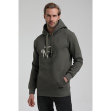 New World Polo Kapüşonlu Haki Slim Fit Sweatshirt 22FWM64030