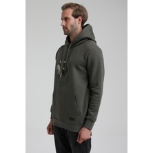 New World Polo Kapüşonlu Haki Slim Fit Sweatshirt 22FWM64030