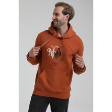 New World Polo Kapüşonlu Kiremit Slim Fit Sweatshirt 22FWM64030