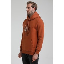 New World Polo Kapüşonlu Kiremit Slim Fit Sweatshirt 22FWM64030