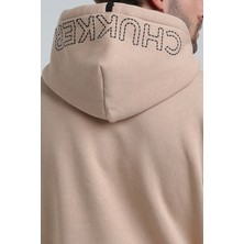 New World Polo Kapüşonlu Bej Slim Fit Sweatshirt 22FWM64030