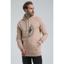 New World Polo Kapüşonlu Bej Slim Fit Sweatshirt 22FWM64030