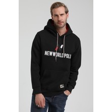 New World Polo Kapüşonlu Siyah Slim Fit Sweatshirt 22FWM64032