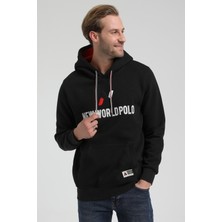 New World Polo Kapüşonlu Siyah Slim Fit Sweatshirt 22FWM64032