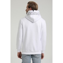 New World Polo Kapüşonlu Beyaz Slim Fit Sweatshirt 22FWM64030