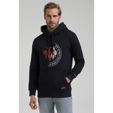 New World Polo Kapüşonlu Lacivert Slim Fit Sweatshirt 22FWM64030