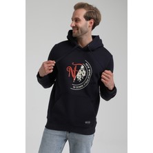 New World Polo Kapüşonlu Lacivert Slim Fit Sweatshirt 22FWM64030