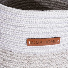 Cesta El Yapımı Pamuklu Multi Beyaz Gri Natural Hasır Dekoratif Sepet 25cm 9042