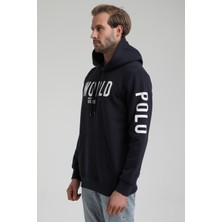 New World Polo Kapüşonlu Lacivert Slim Fit Sweatshirt 22FWM64035