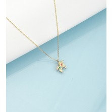 Miavi Silver 925 Ayar Gümüş Taşlı Unicorn Kolye ( Altın )