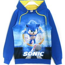 DobaKids Kirpi Sonic The Hedgehog Baskılı Erkek Çocuk Sweatshirt Hoodie Saks Renk 001-0002091