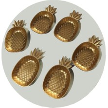 Uray Toptan Ananas Figürlü Çerezlik - Gold  Sunumluk 3 Lü Set