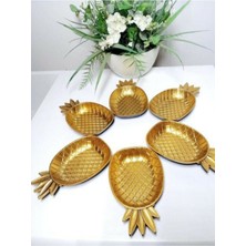 Uray Toptan Ananas Figürlü Çerezlik - Gold  Sunumluk 3 Lü Set
