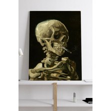 Postermanya Sigara Içen Kafatası - Van Gogh Sanatsal Kanvas Tablo