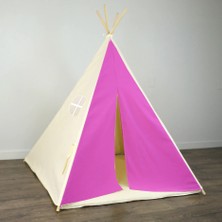 bebeğimister Pamuklu Ahşap Çocuk Oyun Evi Kızılderili Çadırı Devrilmez + Minder