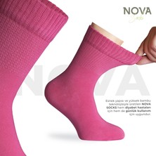 Nova Socks Kadın 4'lü Bambu Lastiksiz Sıkmayan Extra Rahat Şeker Çorabı / Çorap