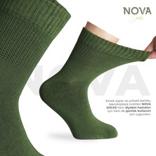 Nova Socks Kadın 3'lü Bambu Lastiksiz Sıkmayan ik Bilek Çorap /  Çorabı