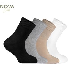 Nova Socks Kadın 4'lü Bambu Lastiksiz Sıkmayan Extra Rahat Şeker Çorabı / Çorap