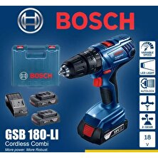 Bosch Gsb 180-Lİ 18V 2AH Darbeli Akülü Vidalama Şarjlı Matkap + 32 Parça Vidalama Ucu Seti