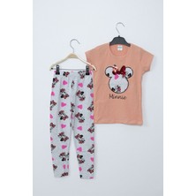 Minnie Mouse Kız Çocuk Somon Minnie Mouse Taytlı Ikili Takım