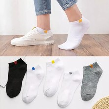 Worthy Socks 5'li Unisex Lastik Kare Desenli Beyaz Patik Bilek Çorap Seti