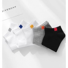 Worthy Socks 5'li Unisex Lastik Kare Desenli Beyaz Patik Bilek Çorap Seti