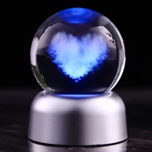 Keyfim Shop Renk Değiştiren Kalp Temalı Işıklı Cam Küre 8cm*6cm