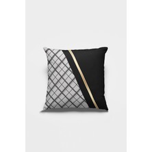 RugViva Siyah Dekoratif Çift Taraflı Kırlent Yastık Kılıfı Gizli Fermuar Premium Kumaş  43 x 43 cm KRL1012