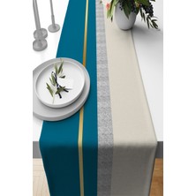 RugViva Turkuaz Leke Tutmaz Premium Tay Tüyü Dokuma Kumaş Masa Örtüsü Runner 40X140CM RNR485