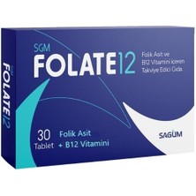Sagüm Sgm FOLATE12 Folik Asit ve B12 Vitamini Içeren Takviye Edici Gıda 30 Tablet