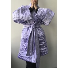 Kimonos Shop Lila Oversize Bağlama Detaylı Kapitone Mont