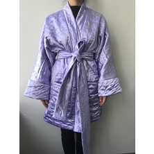 Kimonos Shop Lila Oversize Bağlama Detaylı Kapitone Mont